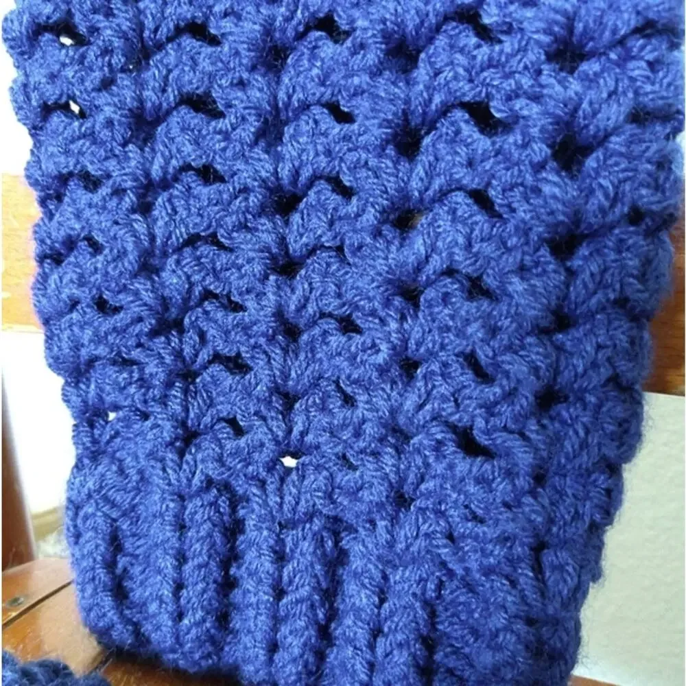 Navy Blue Leg Warmers OSFM crochet warm thick chunky over the knee dance premade